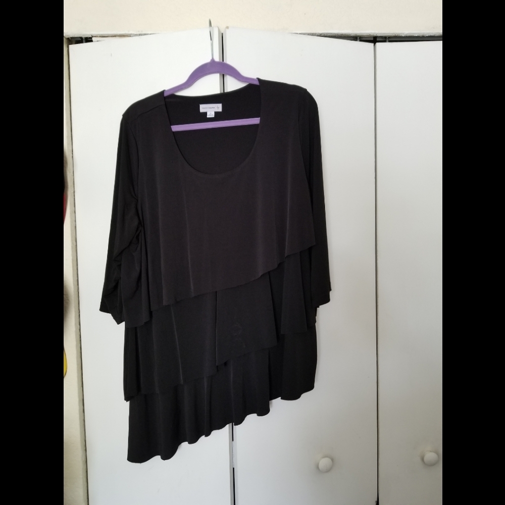 Susan Graver black ruffle blouse